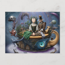 Surreal Faceless Girl sur un bateau magique