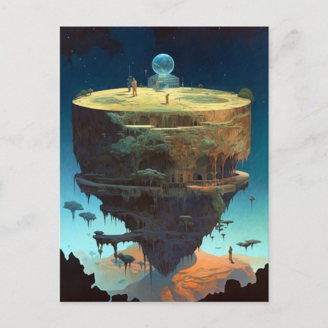 Carte Postale Surreal Floating Island Paysage Imaginaire Art (Devant)