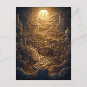Carte Postale Surreal Mysterious City Imaginaire Art