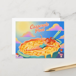 Carte Postale Surreal Nager dans un plat de piscine en casserole