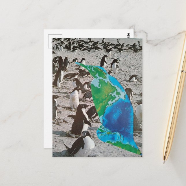 Carte Postale Surreal Penguins wildlife collage (Devant/Arrière en situation)