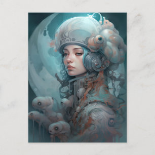 Carte Postale Surreal Science Fiction Femme & Créatures