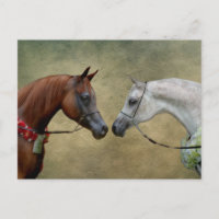 Surreal two horses painting.