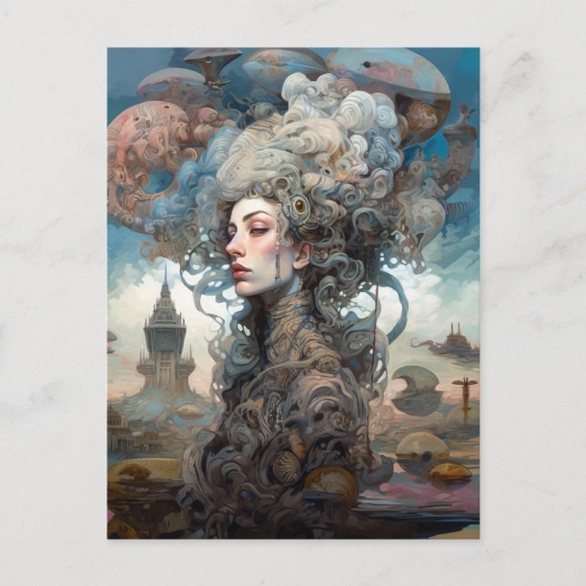 Carte Postale Surreal Woman Paysage Imaginaire Art (Devant)