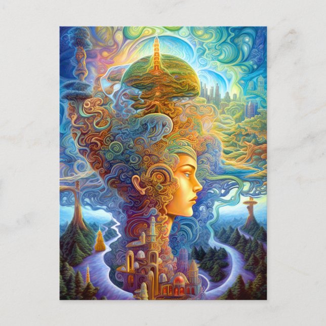 Carte Postale Surreal Woman Paysage Imaginaire Art (Devant)