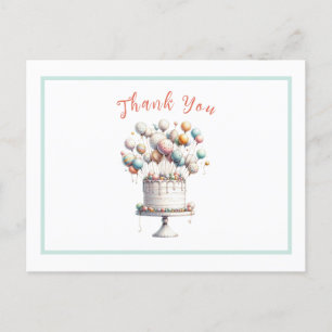 Carte Postale Surréaliste, Ballons mignons et gâteau d'anniversa