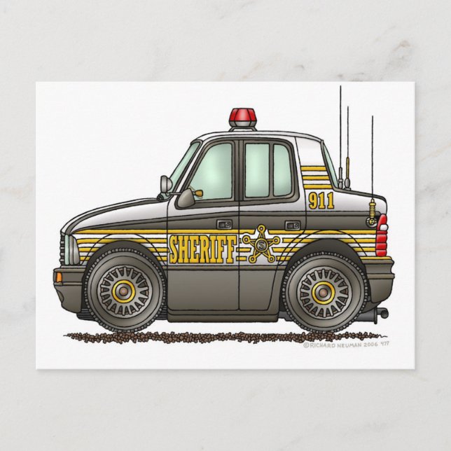 Carte Postale Surveillance des voitures du Sheriff (Devant)
