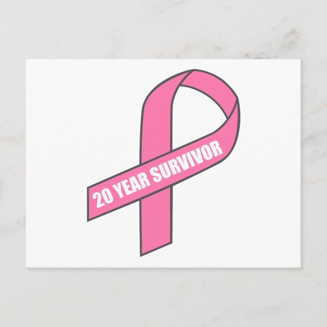 Carte Postale Survivant de 20 ans (Cancer du sein - Ruban rose) (Devant)