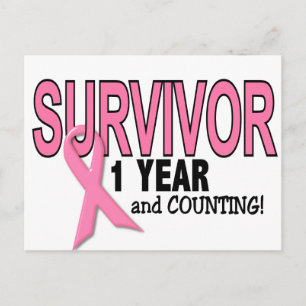 Carte Postale SURVIVANT DU CANCER DU SEIN 1 an & comptage