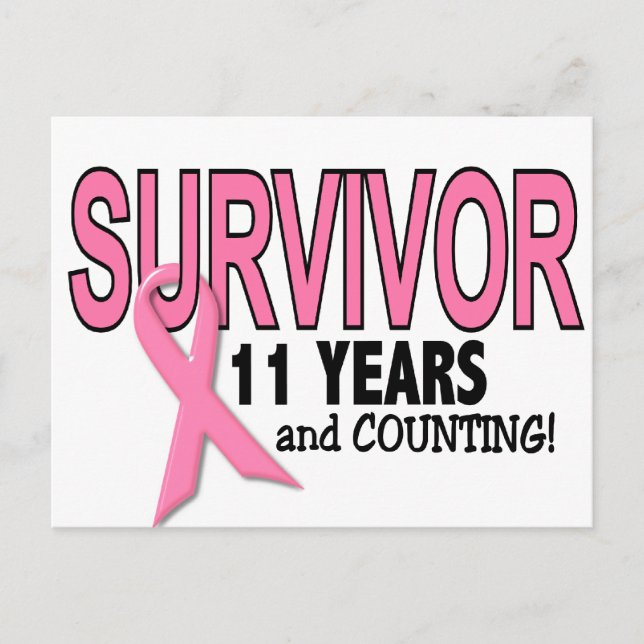 Carte Postale SURVIVANTE DU CANCER DU SEIN 11 Ans & ça continue (Devant)