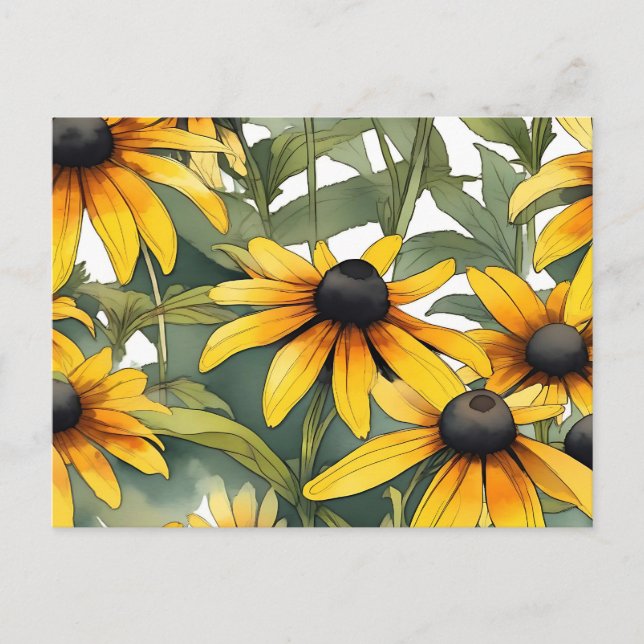 Carte Postale Susan Floral aux yeux noirs (Devant)