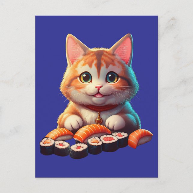 Carte Postale Sushi Cat (Devant)