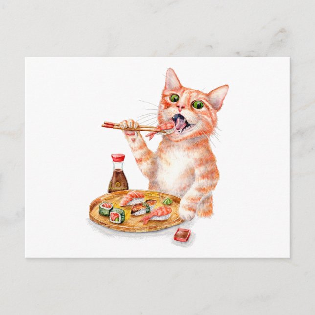 Carte Postale Sushi Cat (Devant)