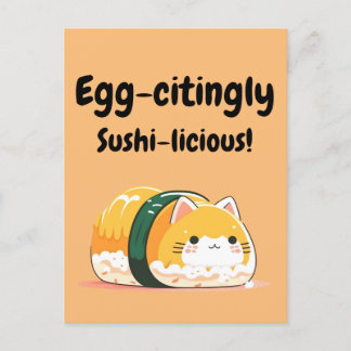 Carte Postale Sushi-licious - Tamago Sushi Cat