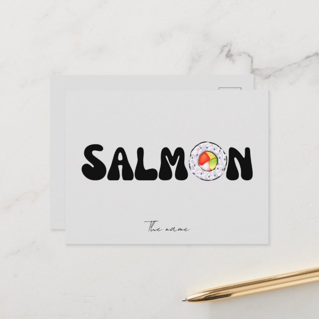 Carte Postale sushi saumon (Devant/Arrière en situation)