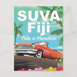 Carte Postale Suva, Fidji affiche de vacances vintage