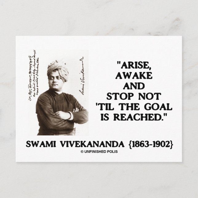 Carte Postale Swami Vivekananda Se lever Éveillé Ne Pas 'Til But (Devant)