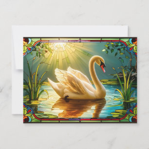 Carte Postale Swan blanc nager dans un lac