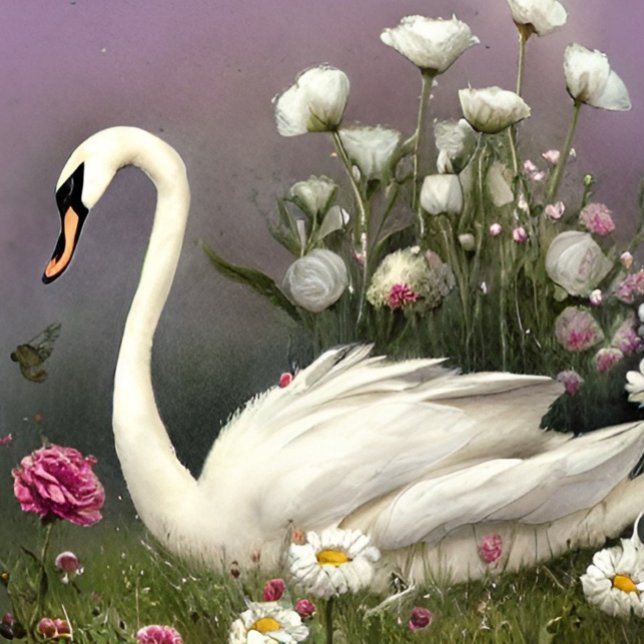 Carte Postale Swan dans un jardin (Créateur téléchargé)