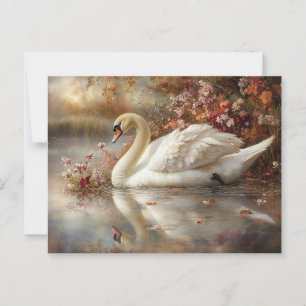 Carte Postale Swan Pastel Autumn Foliage Peinture