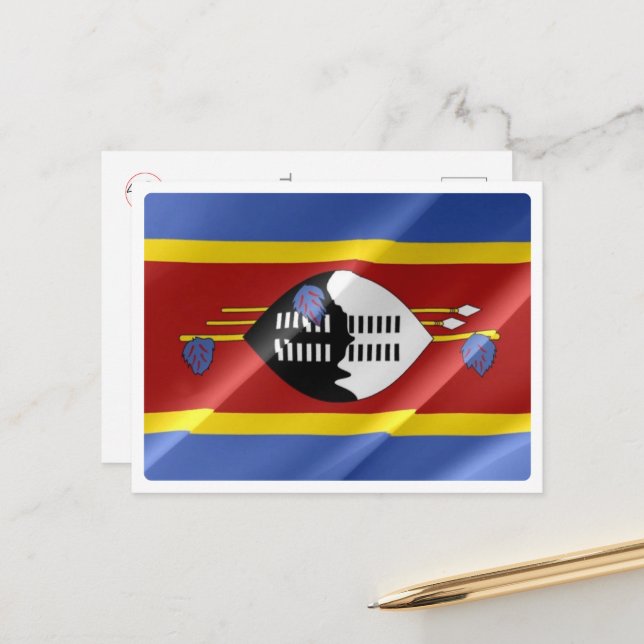 Carte Postale Swaziland - Drapeau qui flotte - (Devant/Arrière en situation)