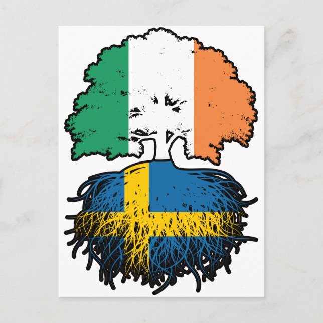 Carte Postale Sweden Irish Ireland Tree Roots Flag (Devant)