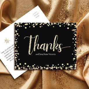 Carte Postale Sweet 16 Black Gold Parties scintillant Anniversai