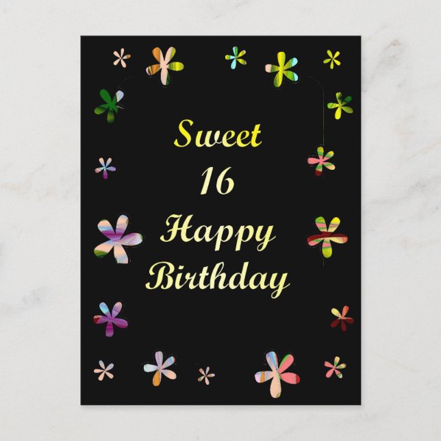 Carte Postale Sweet 16 Joyeux anniversaire (Devant)