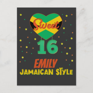 Carte Postale Sweet 16 style jamaïcain Anniversaire Fille vacanc