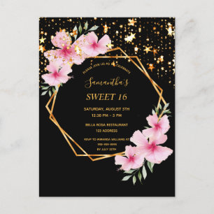 Carte Postale Sweet 16 tropicales géométriques étoiles noires in