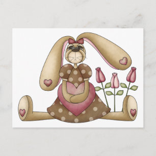 Carte Postale Sweet Bunnies · Bunny, Heart & Roses
