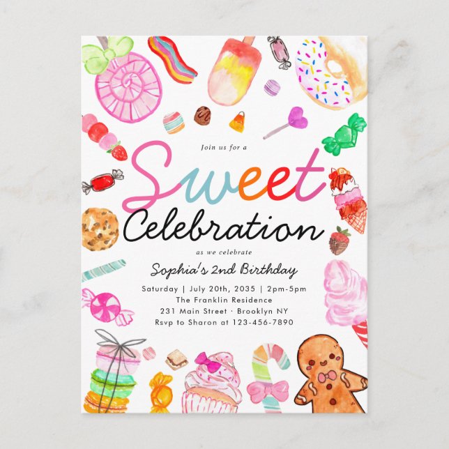 Carte Postale Sweet Celebration Candy Kids Candyland Anniversair (Devant)