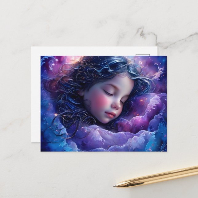Carte Postale Sweet Dreams Sleeping Girl (Devant/Arrière en situation)