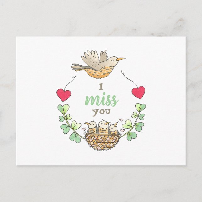 Carte Postale Sweet Little Birds Je Vous Manque Professeur (Devant)
