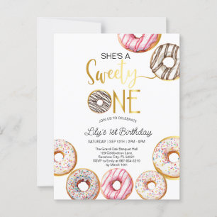 Carte Postale Sweet One Birthday Invitation, 1er Birthday Girl