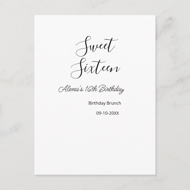 Carte Postale Sweet sixteen anniversaire brunch 16e anniversaire (Devant)