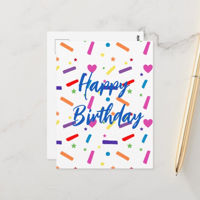 Carte Postale Sweet Sprinkle thème de fête d'anniversaire (Devant/Arrière en situation)