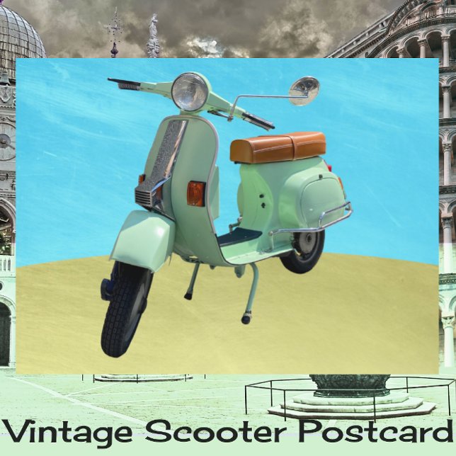 Carte Postale Sweet Vintage Scooter amusant (Créateur téléchargé)