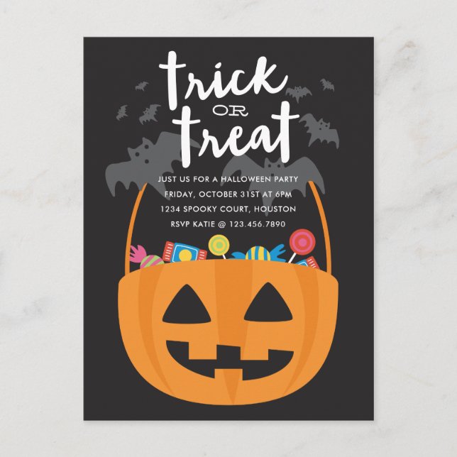 Carte Postale Sweets & Traitements Invitation Halloween (Devant)