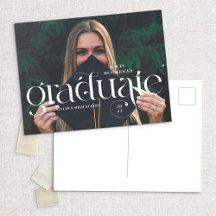 Swirl Serif Faire-part de graduation photo moderne