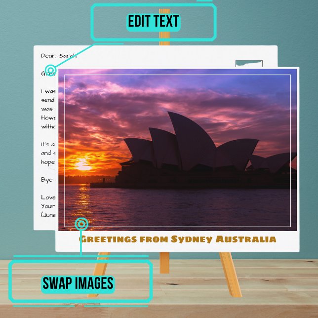 Carte Postale Sydney Australie avec Opéra House à Sunset (Please enjoy our design and see the others in the collection.)