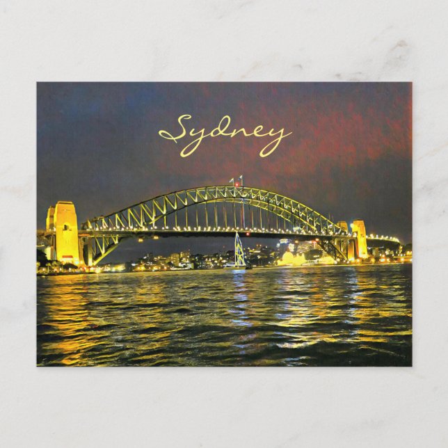 Carte Postale Sydney night Harbour Bridge Australie Voyage (Devant)