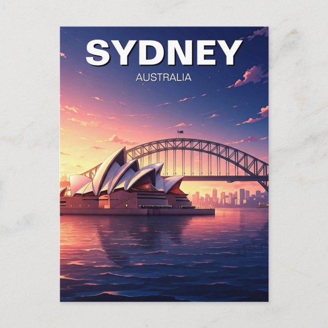 Carte Postale Sydney Opera House Australie pont couché de soleil (Devant)