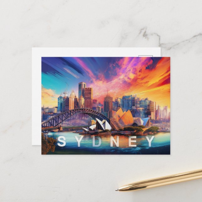 Carte Postale Sydney The Harbour City (Devant/Arrière en situation)