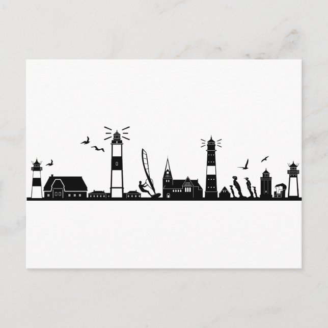 Carte Postale SYLT Nordsee Insel City Skyline Silhouette (Devant)
