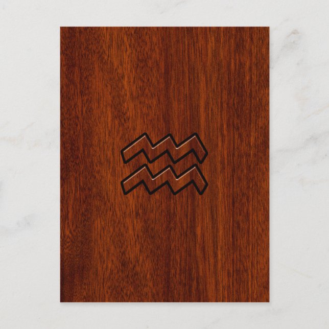 Carte Postale Symbole Aquarius Zodiac Style acajou (Devant)