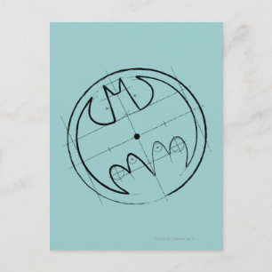 Carte Postale Symbole Batman Logo technique d'esquisse