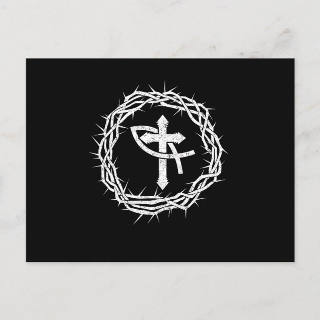Carte Postale Symbole christianisme Croix Poisson Jésus Christ D (Devant)