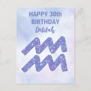 Carte Postale Symbole Cute Aquarius Custom Purple Joyeux anniver