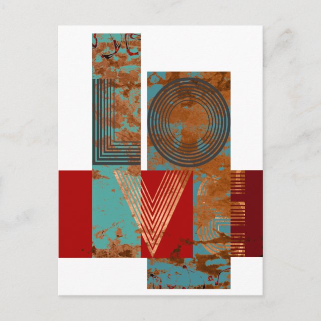 Carte Postale Symbole d'amour rouillé design rétro blanc (Devant)